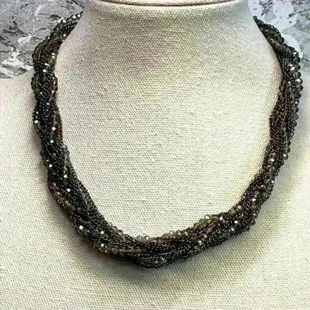Vintage AB Aurora Borealis Beads and Gun Metal Chains Twisted